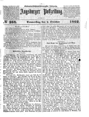 Augsburger Postzeitung Donnerstag 2. Oktober 1862