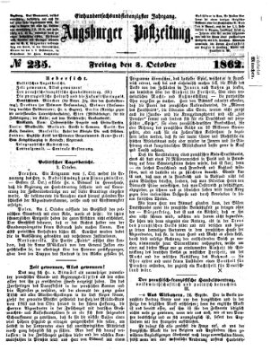 Augsburger Postzeitung Freitag 3. Oktober 1862