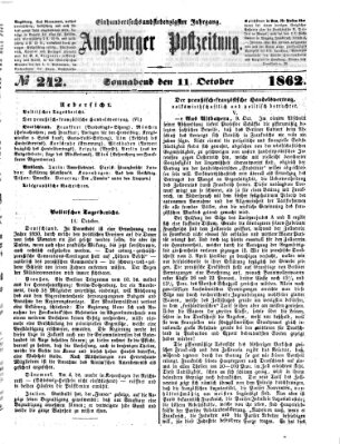 Augsburger Postzeitung Samstag 11. Oktober 1862