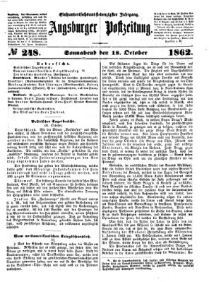 Augsburger Postzeitung Samstag 18. Oktober 1862