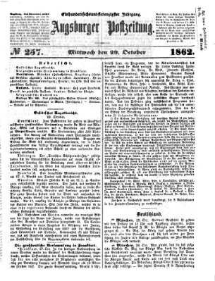 Augsburger Postzeitung Mittwoch 29. Oktober 1862