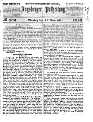 Augsburger Postzeitung Montag 17. November 1862