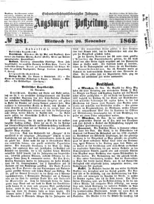 Augsburger Postzeitung Mittwoch 26. November 1862