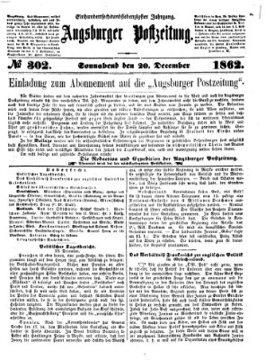 Augsburger Postzeitung Samstag 20. Dezember 1862