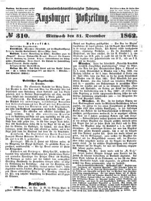 Augsburger Postzeitung Mittwoch 31. Dezember 1862