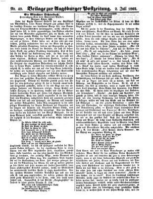 Augsburger Postzeitung Mittwoch 2. Juli 1862