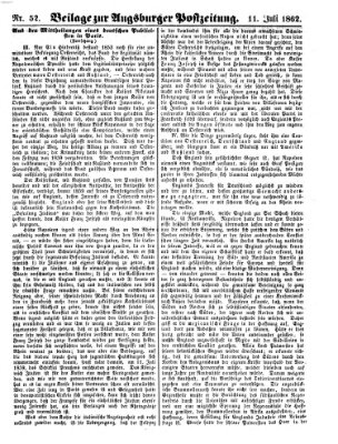 Augsburger Postzeitung Freitag 11. Juli 1862