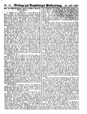 Augsburger Postzeitung Freitag 18. Juli 1862