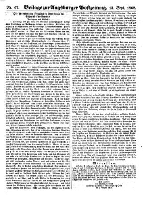 Augsburger Postzeitung Samstag 13. September 1862