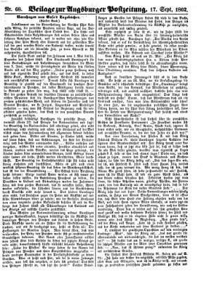 Augsburger Postzeitung Mittwoch 17. September 1862