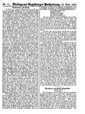 Augsburger Postzeitung Freitag 26. September 1862