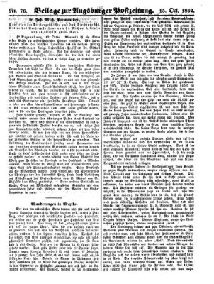 Augsburger Postzeitung Mittwoch 15. Oktober 1862