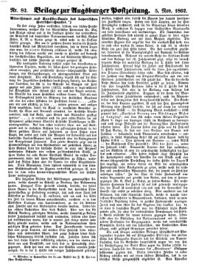 Augsburger Postzeitung Mittwoch 5. November 1862