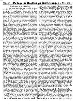 Augsburger Postzeitung Freitag 21. November 1862