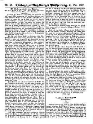 Augsburger Postzeitung Donnerstag 11. Dezember 1862