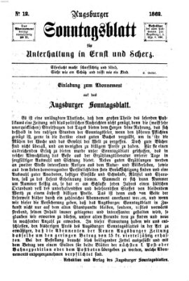 Augsburger Sonntagsblatt für Unterhaltung in Ernst und Scherz (Augsburger Postzeitung) Sonntag 23. März 1862