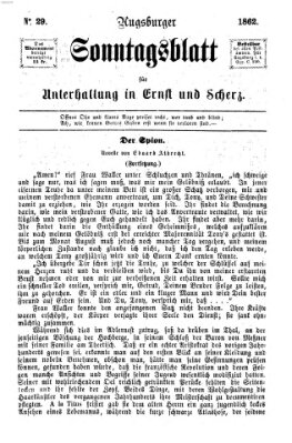 Augsburger Sonntagsblatt für Unterhaltung in Ernst und Scherz (Augsburger Postzeitung) Sonntag 20. Juli 1862