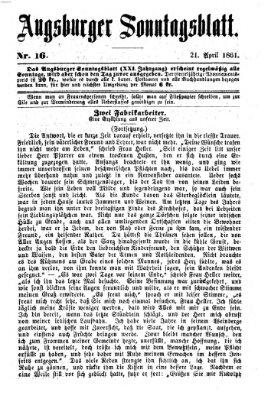 Augsburger Sonntagsblatt (Augsburger Postzeitung) Sonntag 21. April 1861