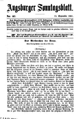 Augsburger Sonntagsblatt (Augsburger Postzeitung) Sonntag 15. September 1861