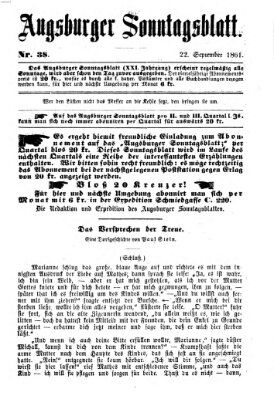 Augsburger Sonntagsblatt (Augsburger Postzeitung) Sonntag 22. September 1861