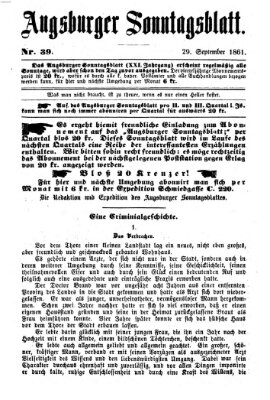 Augsburger Sonntagsblatt (Augsburger Postzeitung) Sonntag 29. September 1861