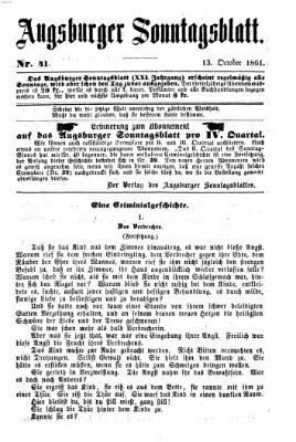 Augsburger Sonntagsblatt (Augsburger Postzeitung) Sonntag 13. Oktober 1861