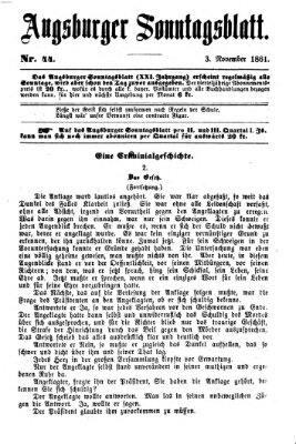 Augsburger Sonntagsblatt (Augsburger Postzeitung) Sonntag 3. November 1861