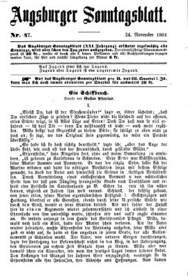 Augsburger Sonntagsblatt (Augsburger Postzeitung) Sonntag 24. November 1861