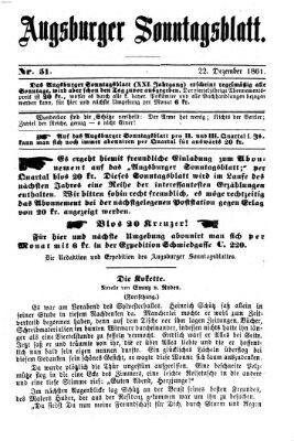 Augsburger Sonntagsblatt (Augsburger Postzeitung) Sonntag 22. Dezember 1861