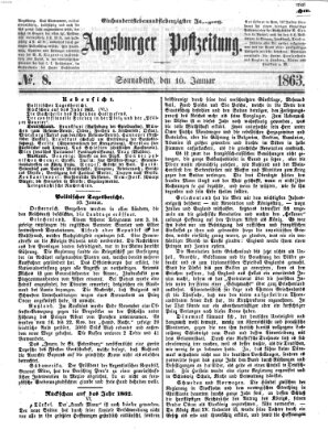 Augsburger Postzeitung Samstag 10. Januar 1863