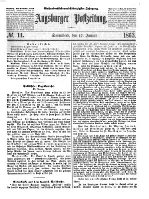 Augsburger Postzeitung Samstag 17. Januar 1863