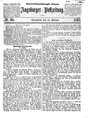 Augsburger Postzeitung Samstag 14. Februar 1863