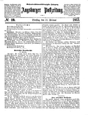 Augsburger Postzeitung Dienstag 17. Februar 1863