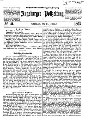 Augsburger Postzeitung Mittwoch 18. Februar 1863