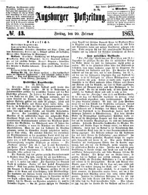 Augsburger Postzeitung Freitag 20. Februar 1863