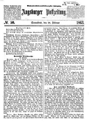 Augsburger Postzeitung Samstag 28. Februar 1863