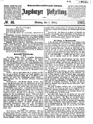 Augsburger Postzeitung Montag 2. März 1863