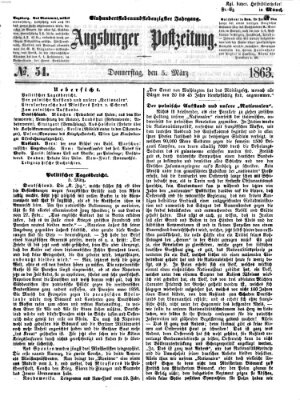 Augsburger Postzeitung Donnerstag 5. März 1863