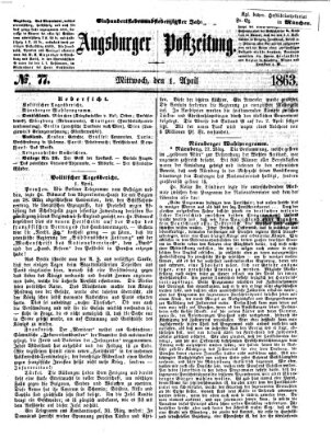 Augsburger Postzeitung Mittwoch 1. April 1863