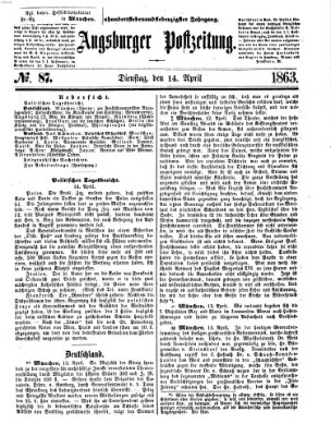 Augsburger Postzeitung Dienstag 14. April 1863