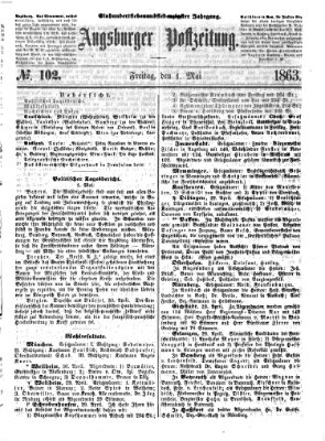 Augsburger Postzeitung Freitag 1. Mai 1863