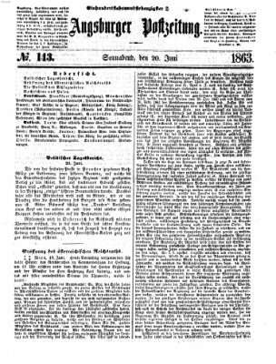 Augsburger Postzeitung Samstag 20. Juni 1863