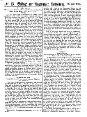 Augsburger Postzeitung Mittwoch 18. Februar 1863