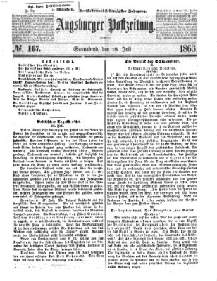 Augsburger Postzeitung Samstag 18. Juli 1863