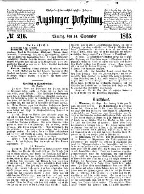 Augsburger Postzeitung Montag 14. September 1863