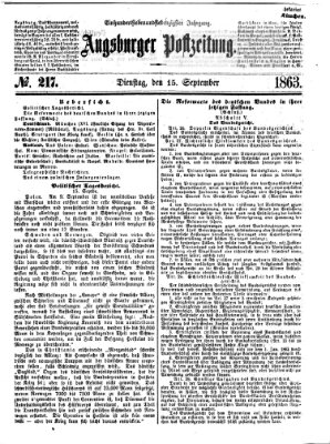 Augsburger Postzeitung Dienstag 15. September 1863