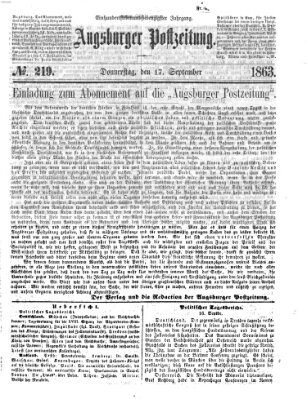 Augsburger Postzeitung Donnerstag 17. September 1863