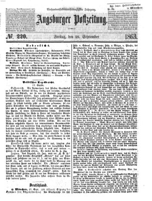 Augsburger Postzeitung Freitag 18. September 1863