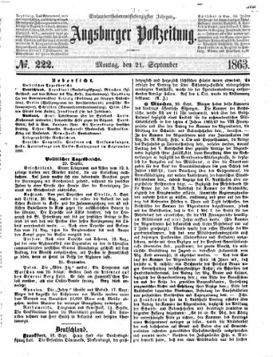 Augsburger Postzeitung Montag 21. September 1863