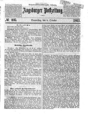 Augsburger Postzeitung Donnerstag 8. Oktober 1863